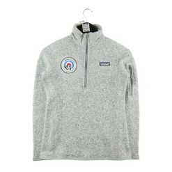 Second life - Lepszy Sweter Damski z Polarowym Golfem - Jak nowy. Szare swetry Patagonia, bez wzorów, z polaru, sportowe, bez ramiączek. Za 253.76 zł.