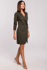Elegancka sukienka marynarka na jeden guzik khaki. Brązowe marynarki i żakiety Stylove, l, bez wzorów, z elastanu, biznesowe, bez ramiączek. Za 275.00 zł.