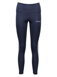 Reebok Legginsy sportowe "Poly" w kolorze granatowym rozmiar: S. Niebieskie legginsy Reebok, bez wzorów, sportowe. Za 66.16 zł.