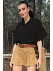 Trend Alacati Koszula w kolorze czarnym rozmiar: L. Czarne koszule Trend Alacati, l, bez wzorów, bez kołnierzyka, bez ramiączek. Za 91.95 zł.