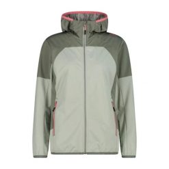 Ultralekka Kurtka Softshell z Kapturem Damska CMP. Niebieskie kurtki przejściowe sportowe CMP, bez wzorów, z materiału, z kapturem, trekkingowe. Za 387.05 zł.