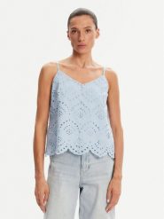 Pieces Top Vilde 17156563 Błękitny Regular Fit. Niebieskie topy Pieces, l, bez wzorów, z bawełny, bez kołnierzyka, bez ramiączek. Za 69.99 zł.