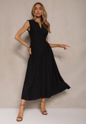Czarna Rozkloszowana Sukienka z Wiskozy Lirune. Czarne sukienki Renee, na co dzień, l, bez wzorów, z wiskozy, eleganckie, bez kołnierzyka, bez ramiączek, maxi, rozkloszowane. W wyprzedaży za 97.99 zł.