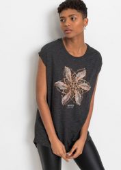 T-shirt z miękkiego materiału z domieszką wiskozy. Czarne t-shirty bonprix, bez wzorów, z wiskozy, bez kołnierzyka, bez ramiączek. Za 77.99 zł.