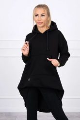 Bluza ocieplana z długim tyłem i kapturem czarna. Czarne bluzy KESI, l, bez wzorów, z bawełny, bez ramiączek. Za 238.37 zł.