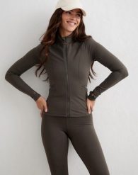 Damska kurtka Warming Zip ciemnozielona. Zielone kurtki AIM'N, l, bez wzorów, z elastanu, bez kaptura. Za 394.00 zł.