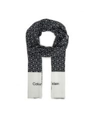 Calvin Klein Szal Aop Minimal Logo LV04F8053G Czarny. Czarne szaliki i kominy Calvin Klein, bez wzorów, z materiału. Za 219.99 zł.