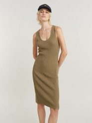 G-Star Sukienka w kolorze khaki rozmiar: L. Brązowe sukienki G-Star, l, bez wzorów, z bawełny, retro, bez kołnierzyka, bez ramiączek, midi. Za 211.31 zł.