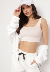 Jasnoróżowy Top z Bawełny o Krótkim Kroju Nusoviel. Czerwone topy Born2be, l, z aplikacjami, z bawełny, bez kołnierzyka, bez ramiączek. Za 39.99 zł.