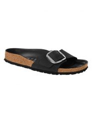 Birkenstock Skórzane klapki "Madrid" w kolorze czarnym rozmiar: 39. Czarne klapki Birkenstock, bez wzorów, ze skóry, klasyczne, z otwartym noskiem, bez obcasa, bez zapięcia. Za 475.95 zł.