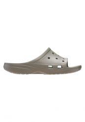Klapki Dla Dorosłych Crocs Mens Saturday Slide. Szare klapki Crocs, bez wzorów, z materiału, bez obcasa, bez zapięcia. Za 139.99 zł.