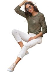Heine Sweter w kolorze khaki rozmiar: 40. Brązowe swetry Heine, bez wzorów, z bawełny, bez ramiączek. Za 49.95 zł.