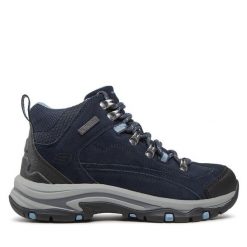 Trapery Skechers. Niebieskie traperki Skechers, bez wzorów, bez obcasa, bez zapięcia. Za 519.99 zł.