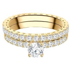 Trilani Pierscionek aus Sterling Silber in Gelbgold mit Zirkonia Pierścionki 1 ct Damski. Białe pierścionki Trilani, z cyrkonią, pozłacane. Za 379.99 zł.