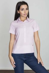 Różowa Bluzka Polo z Krótkim Rękawem. Czerwone bluzki Figl, l, bez wzorów, bez kołnierzyka, bez ramiączek. Za 179.00 zł.