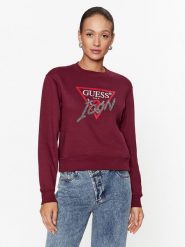 Guess Bluza W3BQ14 KB681 Bordowy Regular Fit. Czerwone bluzy Guess, xs, z aplikacjami, z bawełny, bez kaptura. Za 309.99 zł.