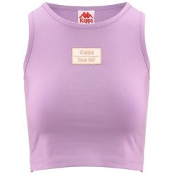 Damski tank top Kappa Authentic Stew Organic. Białe topy Kappa, bez wzorów, z bawełny, sportowe, bez kołnierzyka, bez ramiączek. Za 181.50 zł.