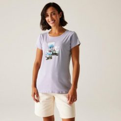 Koszulka damska Regatta Breezed V. Fioletowe t-shirty sportowe Regatta, m, bez wzorów, z bawełny, bez ramiączek, na fitness i siłownię. Za 97.00 zł.