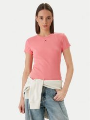 Tommy Jeans T-Shirt DW0DW17383 Różowy Slim Fit. Czerwone t-shirty Tommy Jeans, s, bez wzorów, z bawełny, bez kołnierzyka, bez ramiączek. Za 149.99 zł.