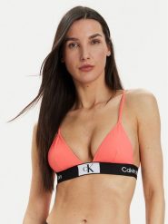 Calvin Klein Swimwear Góra od bikini KW0KW02451 Koralowy. Pomarańczowe bikini Calvin Klein Swimwear, bez wzorów, z syntetyku. Za 129.99 zł.