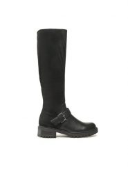 Jenny Fairy Kozaki WS5600-08 Czarny. Czarne kozaki Jenny Fairy, bez wzorów, z materiału, bez obcasa, na płaskiej podeszwie, bez zapięcia. Za 129.99 zł.