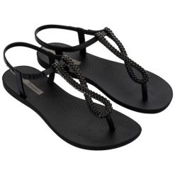 Sandały Ipanema Class Twist 83658 BC909 czarne. Czarne sandały bez wzorów, eleganckie, bez obcasa, bez zapięcia. Za 236.98 zł.