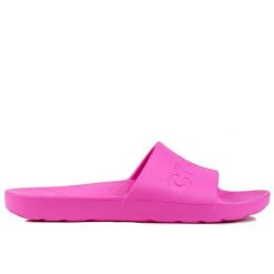 Klapki damskie sportowe Crocs SLIDE. Czerwone klapki Crocs, bez wzorów, z materiału, sportowe, bez obcasa, bez zapięcia. Za 119.00 zł.
