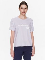 New Balance T-Shirt Stacked WT03805 Fioletowy Relaxed Fit. Fioletowe t-shirty New Balance, xs, bez wzorów, z bawełny, bez kołnierzyka, bez ramiączek. Za 99.99 zł.