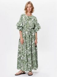 TWINSET Sukienka letnia 231LM2PDD Zielony Relaxed Fit. Zielone sukienki Twinset, xs, bez wzorów, z bawełny, bez kołnierzyka, bez ramiączek. Za 539.99 zł.