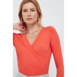 Lauren Ralph Lauren bluzka damska kolor pomarańczowy gładka. Brązowe bluzki Lauren Ralph Lauren, l, bez wzorów, z dzianiny, bez kołnierzyka, bez ramiączek. W wyprzedaży za 329.99 zł.