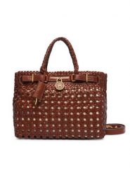Tommy Hilfiger Torebka American Icon Mini Tote Braided AW0AW18734 Brązowy. Brązowe torebki klasyczne Tommy Hilfiger, bez wzorów, ze skóry, bez dodatków. Za 1,299.00 zł.
