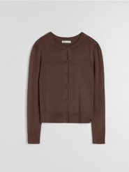 Wiskozowy kardigan - brązowy. Brązowe swetry Sinsay, l, bez wzorów, z wiskozy, bez ramiączek. Za 29.99 zł.