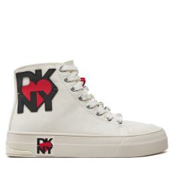 Trampki DKNY. Białe trampki DKNY, bez wzorów, bez zapięcia. Za 399.99 zł.