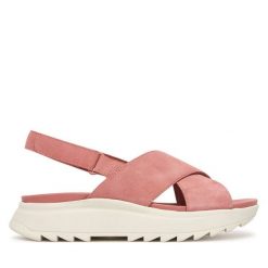 Sandały Clarks. Czerwone sandały Clarks, bez wzorów, bez obcasa, na płaskiej podeszwie, bez zapięcia. Za 389.99 zł.