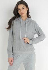 Szara Bluza Anitta. Szare bluzy Born2be, l, bez wzorów, casualowe, bez ramiączek, bez kaptura. W wyprzedaży za 52.49 zł.
