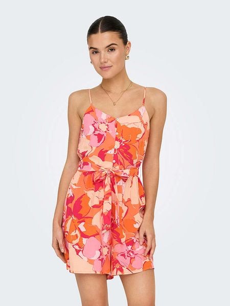 ONLY Kombinezon "Nova" w kolorze jasnoróżowo-pomarańczowym rozmiar: L. Pomarańczowe kombinezony ONLY, l, bez wzorów, z tkaniny, bez kołnierzyka, bez ramiączek. Za 56.79 zł.