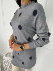 Szara Tunika w Grochy 8959-520-E. Szare tuniki ModnaKiecka.pl, l, bez wzorów, z elastanu, bez kołnierzyka, bez ramiączek. Za 109.99 zł.