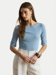 LAUREN RALPH LAUREN Bluzka 200654963201 Niebieski jasny Slim Fit. Niebieskie bluzki Lauren Ralph Lauren, l, bez wzorów, z bawełny, bez kołnierzyka, bez ramiączek. Za 289.99 zł.