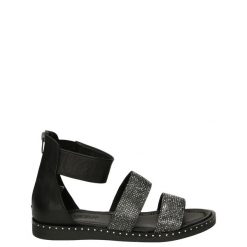 SANDAŁY 212-56 BLACK. Czarne sandały Venezia, bez wzorów, ze skóry, bez obcasa, bez zapięcia. Za 179.00 zł.