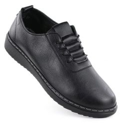 Półbuty damskie komfortowe czarne UNISOFT 5933. Czarne półbuty wsuwane Unisoft, bez wzorów, ze skóry ekologicznej, bez obcasa. Za 149.99 zł.