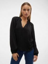 Vero Moda Bluzka w kolorze czarnym rozmiar: M. Czarne bluzki Vero Moda, m, bez wzorów, bez kołnierzyka, bez ramiączek. Za 86.99 zł.