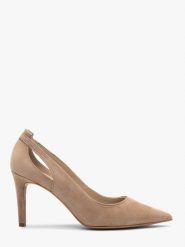 Beżowe czółenka na szpilce PHOEBE. Brązowe czółenka Ryłko, bez wzorów, z materiału, eleganckie, bez obcasa, na obcasie, bez zapięcia. Za 379.99 zł.