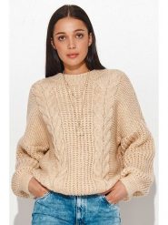 Numinou Sweter w kolorze beżowym rozmiar: onesize. Brązowe swetry Numinou, bez wzorów, z wełny, bez ramiączek. Za 88.23 zł.