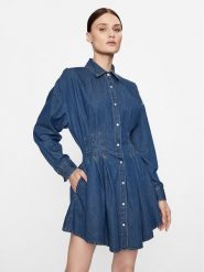 Hugo Sukienka jeansowa Kisitra 50499167 Niebieski Regular Fit. Niebieskie sukienki Hugo, bez wzorów, z bawełny, bez kołnierzyka, bez ramiączek. Za 949.99 zł.