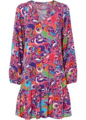 Sukienka tunikowa z lejącej wiskozy. Czerwone sukienki bonprix, bez wzorów, z wiskozy, eleganckie, bez kołnierzyka, bez ramiączek. Za 124.99 zł.