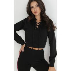 Czarna Bluza Crop Top z Wiązaniem Kassima. Czarne bluzy Born2be, l, bez wzorów, z bawełny, casualowe, bez ramiączek, bez kaptura. W wyprzedaży za 103.99 zł.