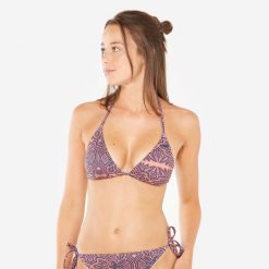 Góra kostiumu kąpielowego surfingowego damska Roxy Tribal. Brązowe bikini Roxy, bez wzorów, z elastanu, sportowe. Za 139.99 zł.