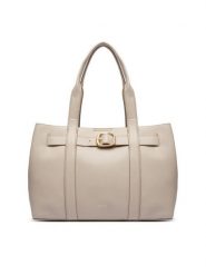 Calvin Klein Torebka Buckle Medium Tote LV04F3294G Écru. Torebki klasyczne Calvin Klein, bez wzorów, ze skóry, bez dodatków. Za 639.99 zł.