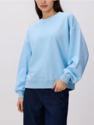 Gładka bluza z bawełną - jasnoniebieski. Niebieskie bluzy Reserved, l, bez wzorów, z bawełny, bez ramiączek, bez kaptura. Za 89.99 zł.