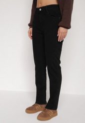 Czarne Bawełniane Jeansy Skinny z Regularnym Stanem Sewnela. Czarne jeansy Born2be, l, bez wzorów, z bawełny, eleganckie. Za 109.99 zł.